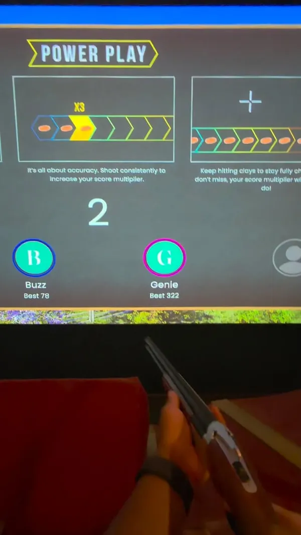 A POV-style video showcasing the experience at Clays Bar in Soho, featuring the digital clay pigeon shooting game and the bar area.
