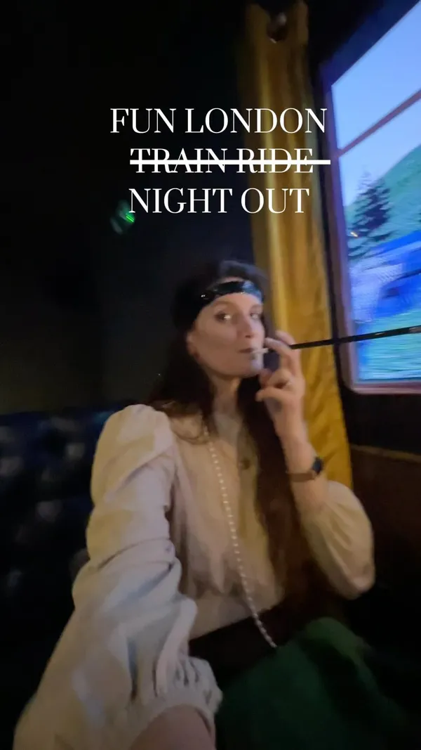 The video showcases a murder mystery dinner event at the Murder Express in London.  The setting is a train-themed immersive dining experience. Various food items are shown, including appetizers, main courses, and dessert.  The presentation is visually appealing, featuring well-lit and stylish dishes. Dietary information is not specified. The main focus is on the overall event experience, showcasing the food, the actors, and the atmosphere.