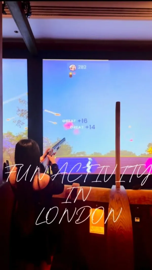 A fast-paced vlog showcasing a visit to Clays in Soho, highlighting their digital target shooting arcade experience paired with a 90-minute bottomless drinks package. The video captures the social atmosphere, the gameplay, and the variety of drinks available, positioning it as a fun group or date night activity.