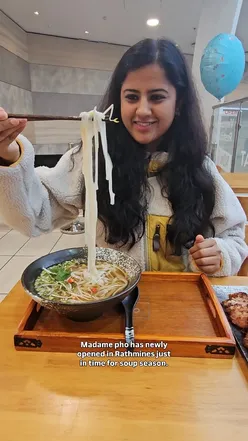 Delicious Vietnamese dishes at newly opened Madame Pho in Rathmines, featuring pho, bao buns, and peach iced tea.