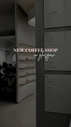 Minimalist coffee shop interior at Kloud Concept in Glasgow, offering pastries by day and cocktails by night.