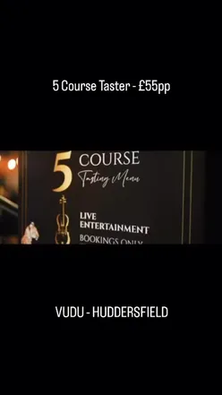 Couple enjoying a gourmet meal at VUDU restaurant in Huddersfield, perfect for date nights and new flavor experiences.