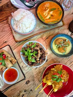 Delicious Thai tapas at Mango Thai Tapas in Portswood, featuring spring rolls, chicken satay, and crispy beef.