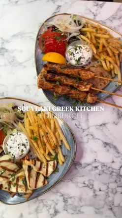 Delicious Greek meal with generous portions at Souvlaki Greek Kitchen in town, perfect for lunch or dinner.