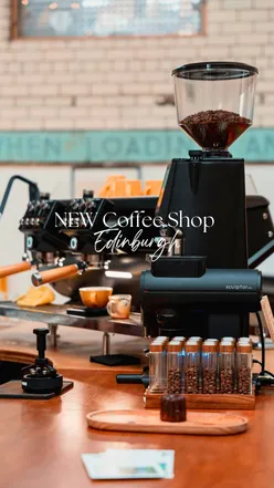 Newly opened Santu Coffee Roasters in Edinburgh, serving Brazilian coffee and offering a cozy seating experience.