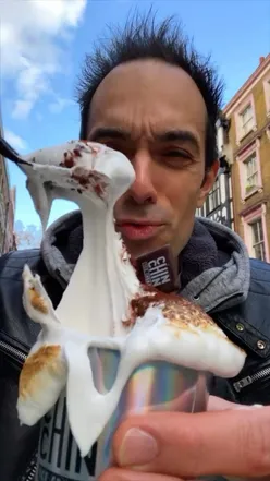 Enjoying delicious hot chocolate at Chin Chin Ice Cream in London, perfect for a fun outing.