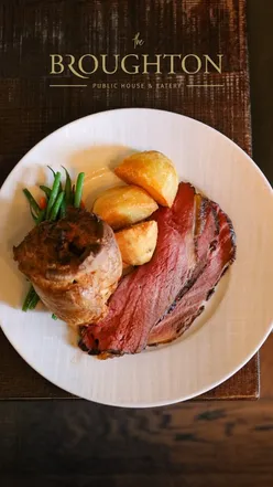 Delicious Sunday Roast with Dry Aged Rump of Beef served at The Broughton in Edinburgh, rated top 30 UK meals.
