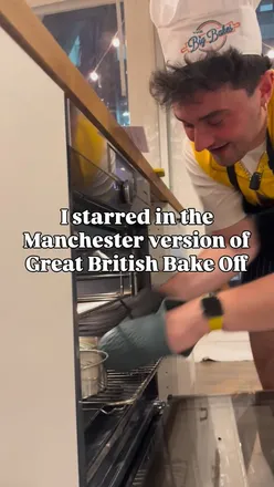 Group of participants at The Big Bakes in Manchester creating monster-themed cakes for a Halloween baking challenge.