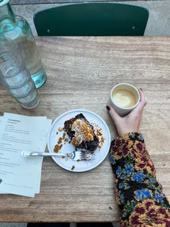 Delicious banana bread and coffee at Scenery Coffee Roasters for a cozy London breakfast.
