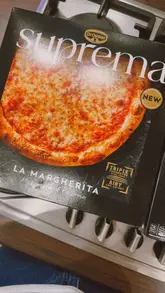 Dr. Oetker Suprema frozen pizza featuring sourdough crust and premium toppings, perfect for a cozy Saturday night.