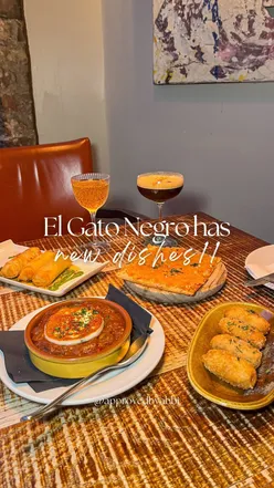 New tapas offerings at El Gato Negro, Manchester: cocktails, hearty dishes, and dessert! 🍹🍸🍮 #manchesterfood #tapas