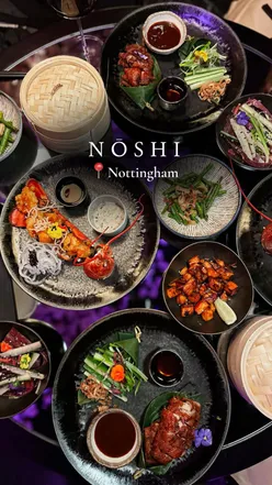 Guests enjoying cocktails and elegant dishes at Nōshi, Nottingham's newest pan-Asian restaurant preview event.