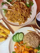Delicious Chinese dishes served at Sweet and Sour, Bothwell Street, Glasgow, featuring BBQ Spare Ribs and Spicy Honey Chicken.