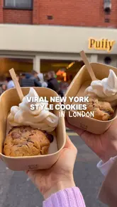 Delicious NYC-style cookies from Puffy Paris, thick and gooey, perfect for cookie lovers in London.