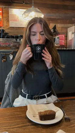 Enjoying autumn delights at Coffee Number 1 with a maple pecan latte and new GF sticky toffee loaf in Cardiff.