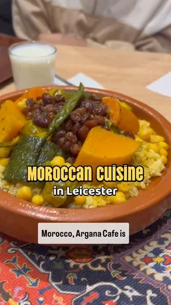 New Moroccan restaurant Argana Cafe in Leicester serving Harira, Msemmen w/ Cheese, Lamb Tagine, and Couscous.