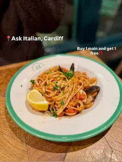 🍕Buy 1 main and get 1 FREE in Cardiff‼️🍝

📍Ask Italian, Cardiff

Ask Italian is offering 1 free main with any main purchase this January🤩It’s super simple to redeem - download the Ask Italian app, create an account and show your server the QR code when paying! 

What we went for:

🍝LINGUINE CON FRUTTI DI MARE - a classic! Mussels, clams and prawns in a tomato sauce with linguine - what’s not to love!😍😍

🥗POLLO ALLA GENOVESE - one of their January specials✨This is perfect for those looking for a lighter dish. It has garlic sweet potato, a medley of vegetables and pan-fried chicken to finish. I really enjoyed the balance, I’m trying to eat “healthier” this year…

💰The bill came up to £22.90 for two mains and a drink - which is soo cheap these days for a meal out!

#cardiff #italian #januarydeals #foodie #fyp