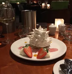 Baked Alaska from Upstairs Grill at The Four Winds, a popular foodie spot in Belfast, Northern Ireland, in 2016.