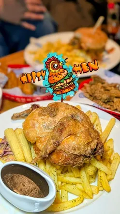 Hefty Hen 🐔 (S10)

AD | 🍗🔥 Hefty Hen at The Old Grindstone

Comfort food done REYT...
Big flavours, hefty portions 😉.

🍽️ What we munched:
• 🍗 Chicken Tenders with corn & fries for the little one, succulent tenders that even the young 'un said they well juicy! 
• 🍔 Birria Beef Smash Patties Burger for my friend Min,
• I went for a Hefty Halves 🍗 Classic Chicken 'N' Gravy. Crispy half roast chicken, served with baby corn, slaw and seasoned fries. Naughty but so nice! Hefty portions so much so I took home more than half of it. 
•🥗 Side of Jalapeño poppers, Chicharrones which is 
their house seasoned double fried crispy chicken skin scratchings, with ranch and chipotle dips, a must-try and great as a bar snack option and some of their tasty Slaw.
🍦 Finished off with Ice Cream Cookie Sandwich by @happyendingsldn The Naughty One was RICH, sweet, salty and creamy.

Would I go back? Aye, sure would! A very tasty meal. 

🤍 Special mention to: Simon and Massi for looking after us! 

Extra info:
🔍 | @heftyhenofficial
🧒🏻 | Kids Menu available 
💚 | Vegetarian & Vegan options
🌾 | GF options 
📍 | The Old Grindstone, 3 Crookes, Sheffield S10 1UA

🏷️
.
.
.
#Sheffield #Crookes #HeftyHen #Chickenburger #ComfortFood