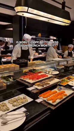 Finally made it to Nobu's bottomless brunch 🍣 Unlimited sushi, crispy rice and tacos...what more could you want! But is it worth the £90pp price tag? 

There was a great selection of sushi, both rolls and sashimi as well as ceviche. You could see the chefs making everything fresh throughout the afternoon - my favourite were the yellowtail, the prawn tempura rolls and the salmon rolls 😋 They also had a build-your-own crispy rice and tacos station, this was so good! I loved that you could mix all the different toppings and create your own combos. 

Once you're done with the bottomless sections, you can pick a main each. We decided to get different mains so we could share and try more. My fave main was the rock shrimp tempura 🍤

And finally they have desserts, I was actually surprised at how much choice they had. I wasn't a big fan of any of them though, I definitely think they need to improve on their desserts. 

Overall it was such a lovely experience, we had the best time, I loved the sushi, the crispy rice and the tacos and I would go back again in a heartbeat. Personally, I would happily skip the main dish and just eat more of the bottomless items! 

Had the best afternoon with @amzbe88 @imchrisgreg
and @tannazloves 🩷

#nobulondon #nobubrunch #prettycitylondon #prettylittlelondon #timeoutlondon

nobu sushi brunch | nobu bottomless brunch | nobu bottomless sushi | sushi brunch in london | nobu bottomless brunch london | london bottomless brunch