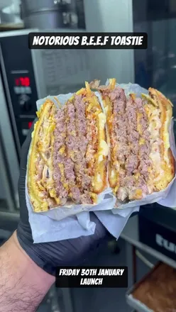 Notorious B.E.E.F Toastie launching at Bearded Bakers, with chefs from The Fry Guyz in the kitchen on January 30.