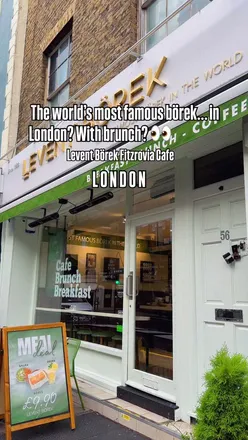 Enjoying flaky börek and baklava at the modern Levent Börek cafe in Fitzrovia, London.