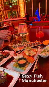 A promotional reel for Sexy Fish, showcasing its opulent, underwater-themed interior design and high-end Japanese-inspired menu. The video features close-up shots of sushi, lobster tempura, and cocktails, emphasizing the venue's suitability for upscale dining and celebrations.
