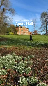 A montage showcasing the exterior, grounds, interior rooms, afternoon tea, and dinner service at Ansty Hall, a country house hotel in Coventry.