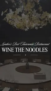 A polished showcase of a modern Taiwanese bistro in London, highlighting the interior, wine selection, signature dishes, and private karaoke room.