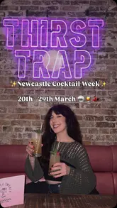 A fast-paced, energetic reel featuring a creator visiting four different Newcastle venues to sample cocktails as part of Newcastle Cocktail Week. The video uses quick cuts, dancing, and enthusiastic reactions to showcase the drinks and the fun atmosphere of a night out.