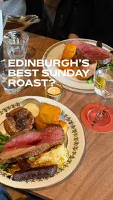 A video review of a Sunday roast at Ardfern in Edinburgh. The creator highlights the quality of the roast beef, the unique inclusion of hash browns instead of traditional roast potatoes, and the dessert, while also showing the venue's interior and menu.