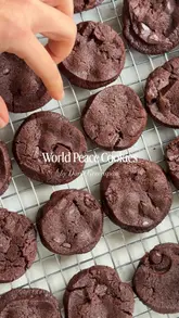 A short, macro-style video focusing on the texture of a chocolate cookie being broken in half. The video highlights the crumb and chocolate chunks, emphasizing the sandy yet chewy texture of the cookie.