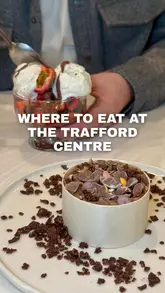 The creator visits Haute Dolci in the Trafford Centre, documenting a shopping break that turns into a meal. The video features a variety of items including a mango drink, Nutella coffee gelato, savoury French toast, a waffle benedict, a tropical paradise sundae, and an Easter-themed crunch cake.