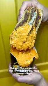 A fast-paced, food-focused reel showcasing various indulgent dishes at Harlem House in Sheffield, including cheesesteak sandwiches, loaded fries, chicken and waffles, and a smash burger. The video uses close-up shots to highlight the textures and ingredients, effectively creating a craveable experience for the viewer.