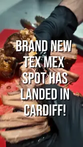 The video features a creator visiting the Poutine Box venue in Cardiff to introduce a new delivery-only Tex-Mex brand called Chow Cartel. The creator provides a tour of the kitchen, shows the preparation of various dishes like birria tacos and burrito bowls, and explains the ordering process via Uber Eats, including a promotional discount.