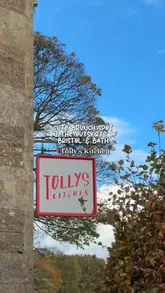 A montage-style reel showcasing a brunch visit to Tolly's Kitchen, featuring close-ups of various brunch dishes, drinks, the menu, and the scenic countryside views from the venue.