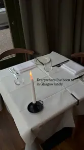 A montage video showcasing various hospitality venues in Glasgow, including restaurants, bakeries, and cafes. The video uses simple cuts to transition between different food items and venue interiors, with text overlays identifying each location.