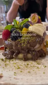 A music-led reel showcasing a brunch visit to Sals Brasserie in Upminster, featuring close-ups of various breakfast and lunch dishes, including pancakes, avocado toast, and a full English breakfast.
