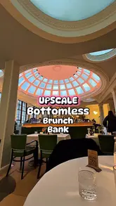 A vlog-style review of a bottomless brunch at 1 Lombard Street, featuring the venue's interior, service, and food items including a lobster roll, steak, and cocktails.