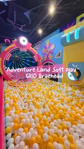 A promotional video showcasing the facilities at Adventureland soft play in Braehead, featuring various play areas like ball pits, slides, and climbing frames.