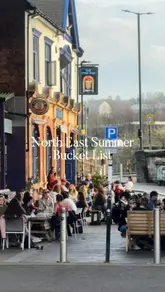 A fast-paced listicle video showcasing various summer activities and venues across the North East of England, including beer gardens, markets, beaches, and hotels.