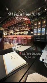 A promotional montage for Old Town Wine Bar & Restaurant in Dublin, featuring shots of the interior, outdoor terrace, various small plates, and cocktails.
