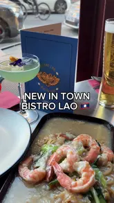 A montage showcasing the interior, menu, cocktails, and various Laotian and Thai dishes at Bistro Lao in Liverpool, highlighting the atmosphere and food presentation.