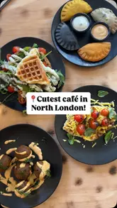 A creator visits Comewell, a vegan cafe in Tottenham Hale, highlighting its unique fusion of Italian and Jamaican cuisines. The video features a tour of the space, close-ups of signature dishes like the 'croffle' burger and patty calzones, and an introduction to the owner.