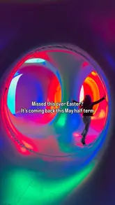 A short, visually engaging reel showcasing the 'Luminarium' art installation at Battersea Power Station, highlighting its colorful, immersive tunnels and domes as a family-friendly activity for the May half-term.