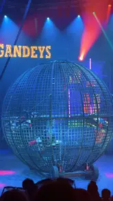 A montage of clips from the Gandeys K Pop Dragon Circus, showcasing various acrobatic and performance acts, along with a brief shot of an attendee with popcorn.