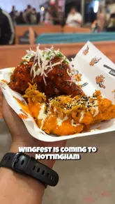 A promotional video for Wingfest in Nottingham, showcasing various chicken wing vendors, the event atmosphere, eating competitions, and arcade games. The creator highlights the experience of trying different wings and the fun activities available at the festival.