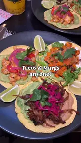 A short, energetic video showcasing a limited-time 'Tacos & Margs' promotion at The Gate in West London. The video features close-ups of various vegan tacos, cocktails, and desserts, alongside a brief look at the venue's outdoor courtyard seating.