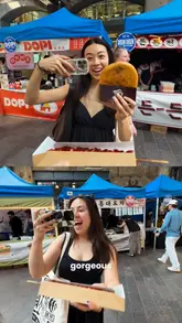A fast-paced, energetic reel showcasing the Jung Festival at King's Cross, highlighting various Korean street food stalls, including fried chicken, kimbap, matcha drinks, and baked goods.