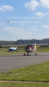 A montage showcasing brunch at Amelia's Bar & Restaurant located at Wolverhampton Airport, featuring shots of a full English breakfast, granola bowl, cherry bakewell, and coffee, interspersed with views of light aircraft on the runway.